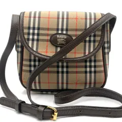 美品● BURBERRY バーバリー ショルダーバッグ ノバチェック ホースロゴ キャンバス レザー
