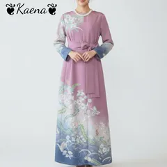 ❦Kaena❦　着物リメイク　辻ヶ花　未使用品　ワンピース　ロング　マキシ　ドレス　訪問着　Aライン　ベルト紐　金彩　暈染　正絹　シルク　結婚式　入学式　パーティー　ステージ衣装　フォーマル　オケージョン　セレモニー　ホテルランチ　観劇　同窓会