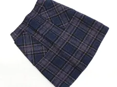 KUMIKYOKU 組曲 ウール混 チェック Aライン 台形 スカート size2/紺 ◇■ レディース