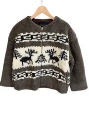  【美品】Sunny Clouds  サニークラウズ　カウチン　ボアジャケット　コート　ブラウン系　レディーサイズL【Z1762】