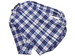 SHIPS シップス チェック ネル シャツ sizeL/白ｘ紺 ◇■ メンズ