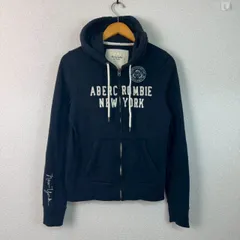 Abercrombie & Fitch アバクロンビーアンドフィッチ スウェット パーカー デカロゴ ネイビー Lサイズ レディース 古着 アメカジ ストリート