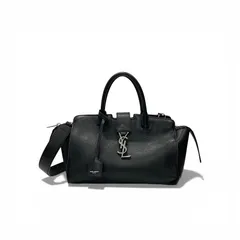 サンローラン SAINT LAURENT バッグ ショルダーバッグ ブラック シルバー ベイビー ダウンタウンカバス レザー YSLロゴ金具 2way ハンドバッグ ショルダーバッグ