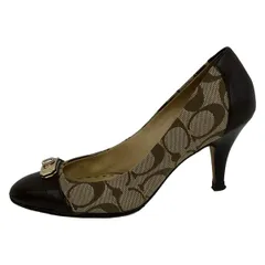 COACH(コーチ) パンプス 36.5 レディース - カーキ×ダークブラウン シグネチャー柄/アウトソール張替済 レザー