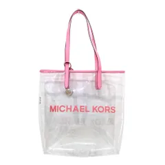 新品同様 MICHAEL KORS マイケルコース ロゴプリント PVC トートバッグ クリア ピンク レディース 古着 中古 USED
