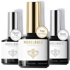 【新着商品】Modelones ジェルネイル トップコート マットトップコート ベースコート 3本セット10ml 拭き取り不要 UV/LED対応のサムネイル