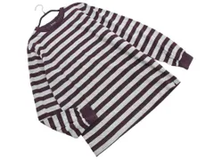 nano universe ナノユニバース ボーダー ロングスリーブ Tシャツ sizeM/グレーｘ紫 ◇■ メンズ