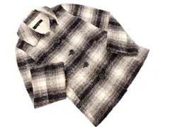 7-IDconcept. 7-IDコンセプト アルパカ混 チェック ステンカラー コート size38/グレーｘ白ｘ黒 ◇■ レディース