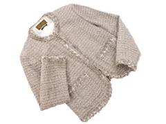 INED イネド ツイード ノーカラー ジャケット size7/グレー ◇■ レディース