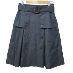 美品 BLUE LABEL CRESTBRIDGE ブルーレーベルクレストブリッジ ベルト付き 膝丈 トレンチスカート 36 インディゴブルー レディース 古着 中古 USED