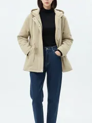 (8331) フード付き 羊ファー パール裏地 スウェード アウター ジャケット