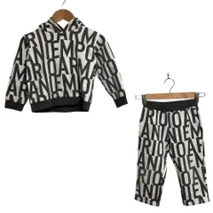 美品 EMPORIO ARMANI エンポリオアルマーニ 総ロゴプリント スウェットパーカー パンツ セットアップ サイズ36M グレー キッズ 古着 中古 USED