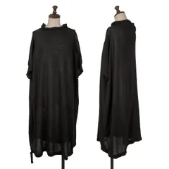 ヨウジヤマモト ファムYohji Yamamoto FEMME リネン混ドレープネックシースルーニットチュニック 黒2