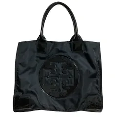 良品 TORY BURCH トリバーチ エラ ビッグロゴ ナイロンキャンバス トートバッグ ブラック  レディース 古着 中古 USED