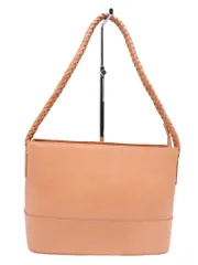 LAUREN RALPH LAUREN ローレン ラルフローレン 本革 レザー 編み込みハンドル ワン ショルダー バッグ ライトベージュ ■■◎レディース