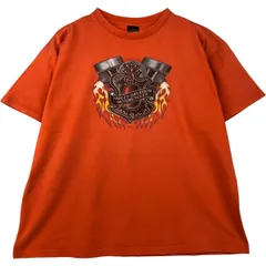 古着 00年代 ハーレーダビッドソン Harley-Davidson ファイヤーパターン モーターサイクル バイクTシャツ USA製 メンズXXL相当/eaa613476