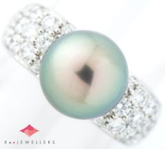 ミキモト 豪華ダイヤリング 1.34ct 南洋白蝶真珠 パール プラチナ 指輪 