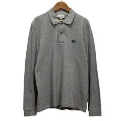 美品 LACOSTE ラコステ ネップ 長袖ポロシャツ M グレー メンズ レディース 古着 中古 USED