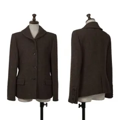 マーガレットハウエルMARGARET HOWELL ウールハリスツイードショールカラージャケット 茶2