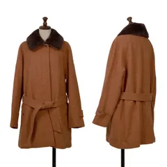 マーガレットハウエルMARGARET HOWELL ファー着脱ウールハリスツイードジャケット オレンジ2