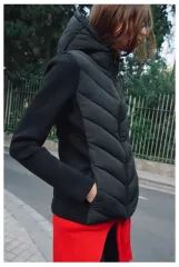 ブラック ダウン フード ジップアップ アウター ザラ L