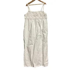 未使用 bon meur ボンミュール ロープ編み インド製コットンツイル ワイド ギャザー サロペット F ホワイト レディース 古着 中古 USED