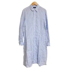 美品 POLO RALPH LAUREN ポロラルフローレン ストライプ シャツワンピース 6 ライトブルー  レディース 古着 中古 USED