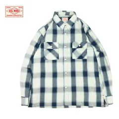 【新品】 BIG MIKE ビッグマイク Rayon Mix Ombre Slit L/S Shirts メンズ ホワイト×ブルー M-XXLのサムネイル