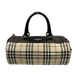 ★ バーバリー BURBERRY ハンドバッグ ノバチェック ミニボストン キャンバス/レザー ベージュ/ブラウン レディース