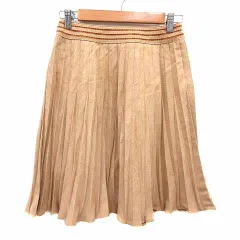 リッチミー Riccimie プリーツスカート ひざ丈 フェイクスエード 刺しゅう 1 S ベージュ /YK