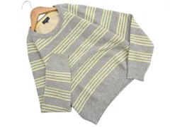 SHIPS シップス ウール100% ボーダー 切替 ニット セーター size36/グレーｘ黄 ◇■ レディース