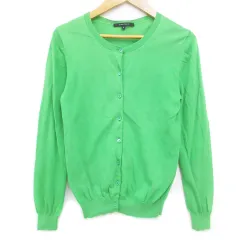 マカフィー MACPHEE トゥモローランド ニットカーディガン 薄手 ミドル丈 無地 1 黄緑 ライトグリーン /FF38