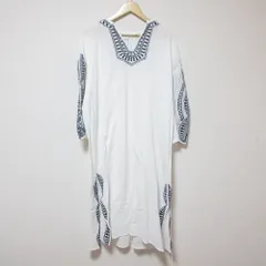 美品 URBAN RESEARCH DOORS アーバンリサーチドアーズ エンブロイダリーマキシワンピース 0 ホワイト×ネイビー レディース 古着 中古 USED