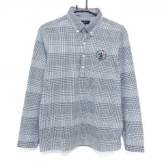 【超美品】キャロウェイ 長袖ポロシャツ 白×ネイビー グレンチェック ボタンダウン メンズ M ゴルフウェア Callaway