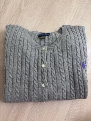 ポロ ラルフローレン ケーブル ニット カーディガン グレー XL ガールズ