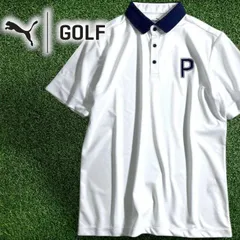 PUMA プーマ ゴルフ Pe鹿の子 バイカラー クレリック ロゴデザイン ストレッチ 半袖 ポロシャツ ゴルフウェア 627602 定価1.2万 ホワイト ネイビー ▲028▼50411w04