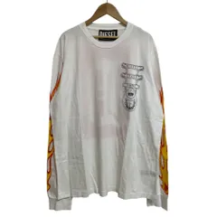 美品 DIESEL ディーゼル スリーブプリント 長袖Tシャツ サイズXL ホワイト メンズ 古着 中古 USED