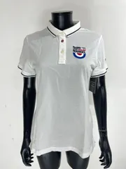 【USED】Callaway キャロウェイ 綿 半袖 ポロシャツ ロゴ刺繍 ホワイト 白 レディース LL ゴルフウェア