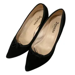 良品 repetto レペット スエード ポインテッドトゥ リボン パンプス 39サイズ 25.5cm相当 ブラック レディース 古着 中古 USED
