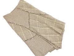 TRANS WORK トランスワーク ウール混 千鳥柄 フリンジ ロング スカート size9/茶  ◇■ レディースのサムネイル