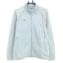 アディダス ジャケット グレー×オレンジ ロゴプリント メンズ M/M ゴルフウェア adidas