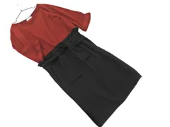 a.v.v アーヴェヴェ ウール混 フェイクレイヤード ワンピース sizeL/ブラウンｘ黒 ◇■ レディース