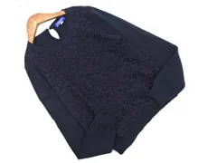 BLUE LABEL CRESTBRIDGE ブルーレーベル クレストブリッジ レース 切替 ニット セーター size38/紺 ◇■ レディース