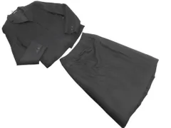 COMME CA DU MODE コム サ デ モード カシミヤ混 ストライプ セットアップ ジャケット スカート スーツ sizeM/黒 ◇■ レディース