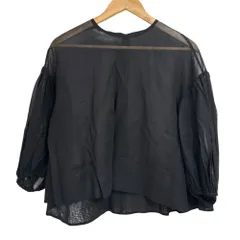 美品 LANVIN en Bleu ランバンオンブルー 長袖 シアープルオーバー ブラウス 38 ブラック レディース 古着 中古 USED