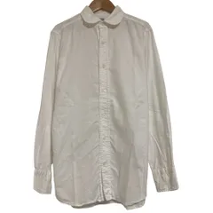 美品 BOLZONELLA ボルゾネッラ 長袖 ラウンドカラー オックスフォードシャツ 38 ホワイト メンズ 古着 中古 USED