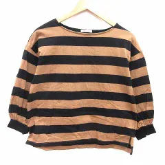 ジャーナルスタンダード JOURNAL STANDARD カットソー ボーダー 七分袖 茶 ブラウン 黒 ブラック /YK