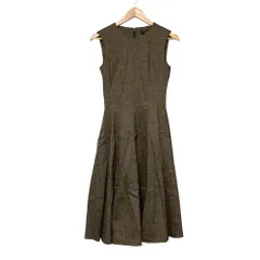 美品 Theory セオリー TEXTURED LINEN SL PEPLUM DR B リネン ペプラムドレス ノースリーブ ワンピース サイズ0 ブラウン レディース 古着 中古 USED