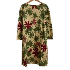 美品 Jocomomola ホコモモラ フラワープリント ロングスリーブワンピース サイズ40 ベージュ レディース 古着 中古 USED