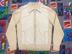 スペイン製 ジップアップ ニット×レザージャケット ヨーロッパ古着